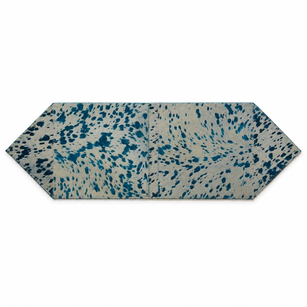 Cowhide Table Runner | White with Turquoise Acid-Washed Hair-On – Brazilian 1x3 & 1x4 Ft - Hides & Leathers - Table Runner