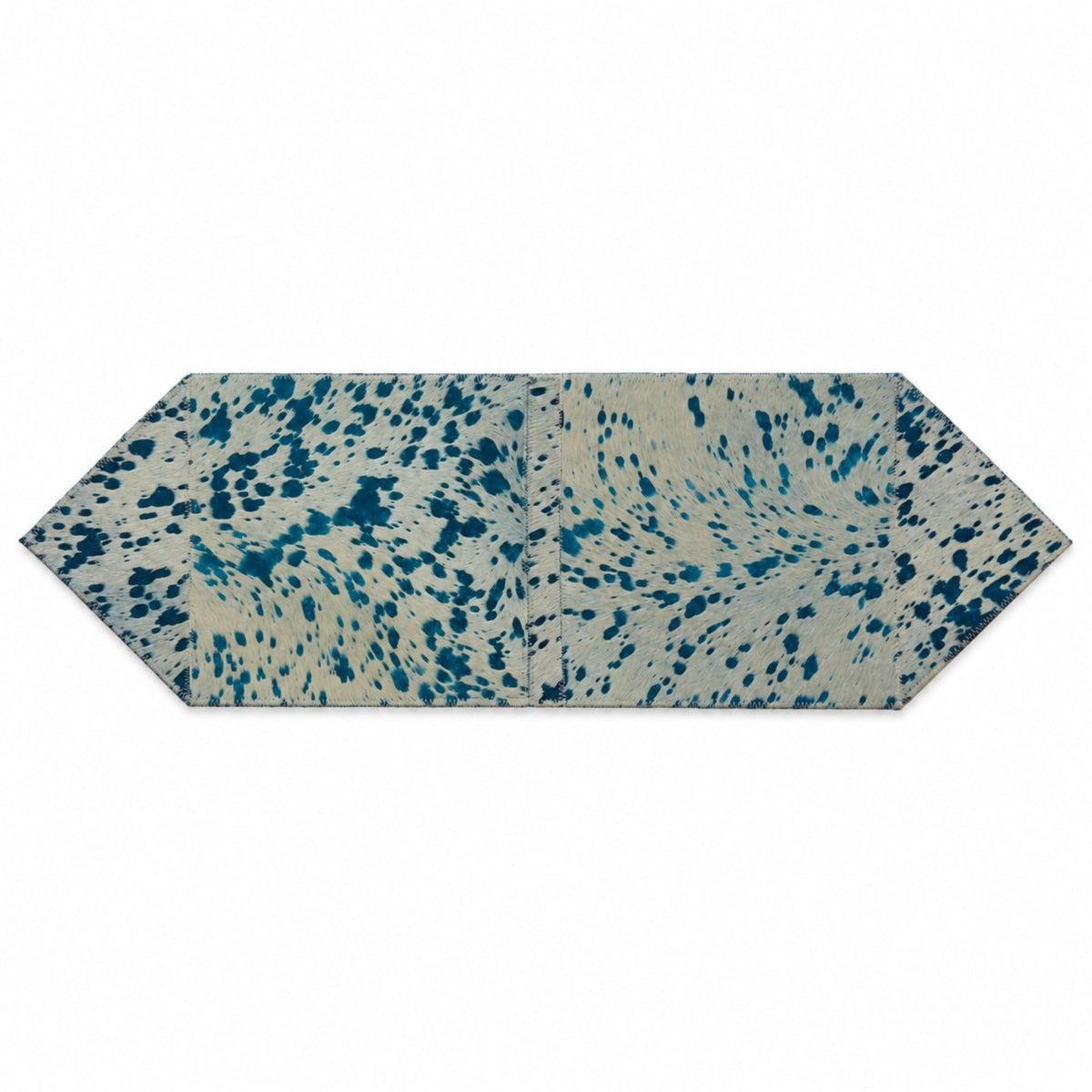 Cowhide Table Runner | White with Turquoise Acid-Washed Hair-On – Brazilian 1x3 & 1x4 Ft - Hides & Leathers - Table Runner