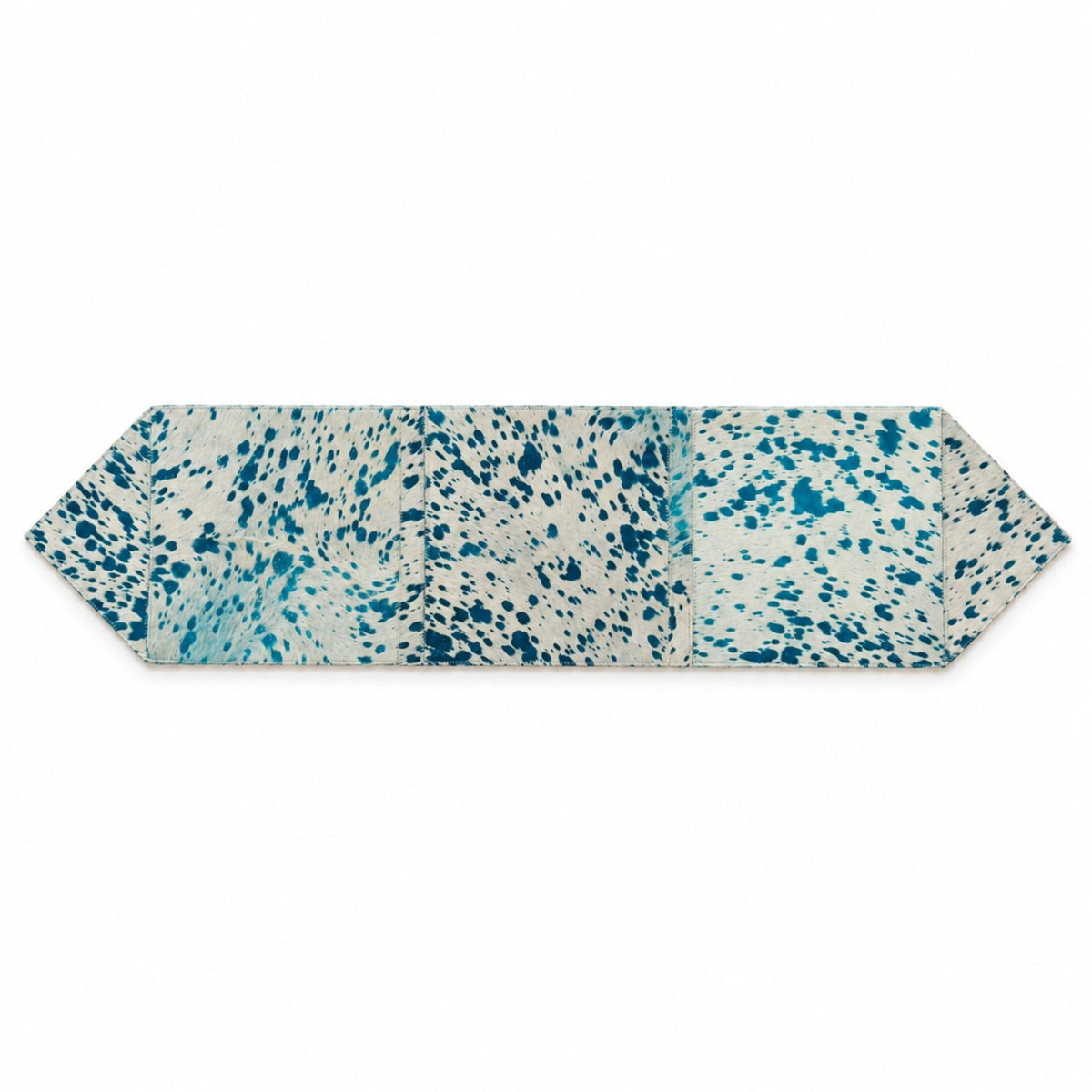 Cowhide Table Runner | White with Turquoise Acid-Washed Hair-On – Brazilian 1x3 & 1x4 Ft - Hides & Leathers - Table Runner
