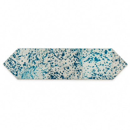 Cowhide Table Runner | White with Turquoise Acid-Washed Hair-On – Brazilian 1x3 & 1x4 Ft - Hides & Leathers - Table Runner