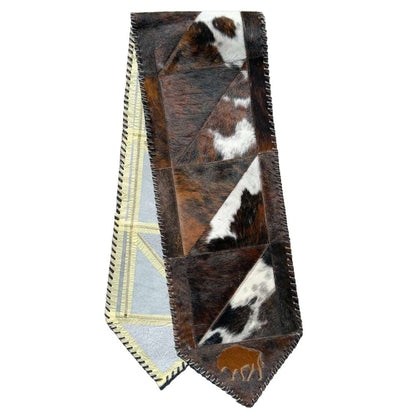 Cowhide Table Runner with Leather Lace - Tricolor | 1'x6' - Hides & Leathers - Cowhide Rugs