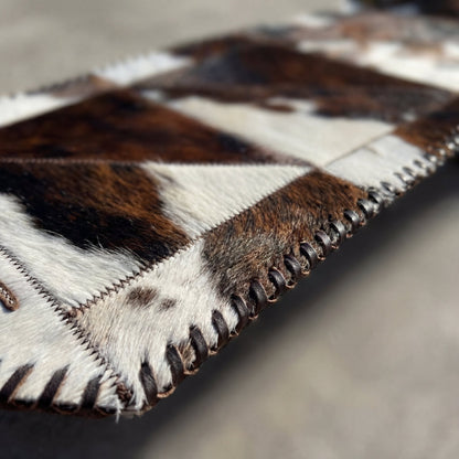 Cowhide Table Runner with Leather Lace - Tricolor Longhorn | 1'x6' - Hides & Leathers - Table Runner