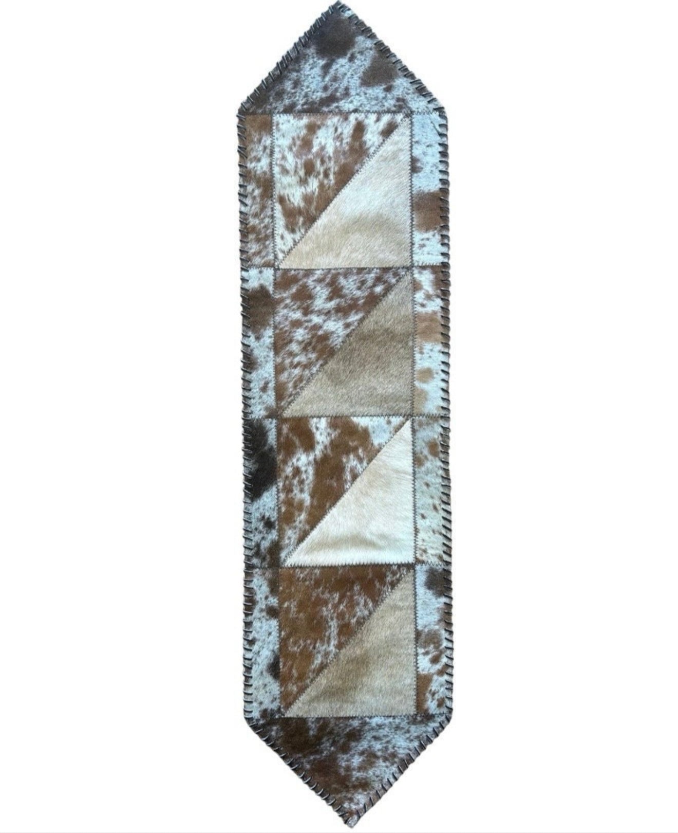 Cowhide Table Runners with Leather Lace - Tricolor - Hides & Leathers - Cowhide Rugs