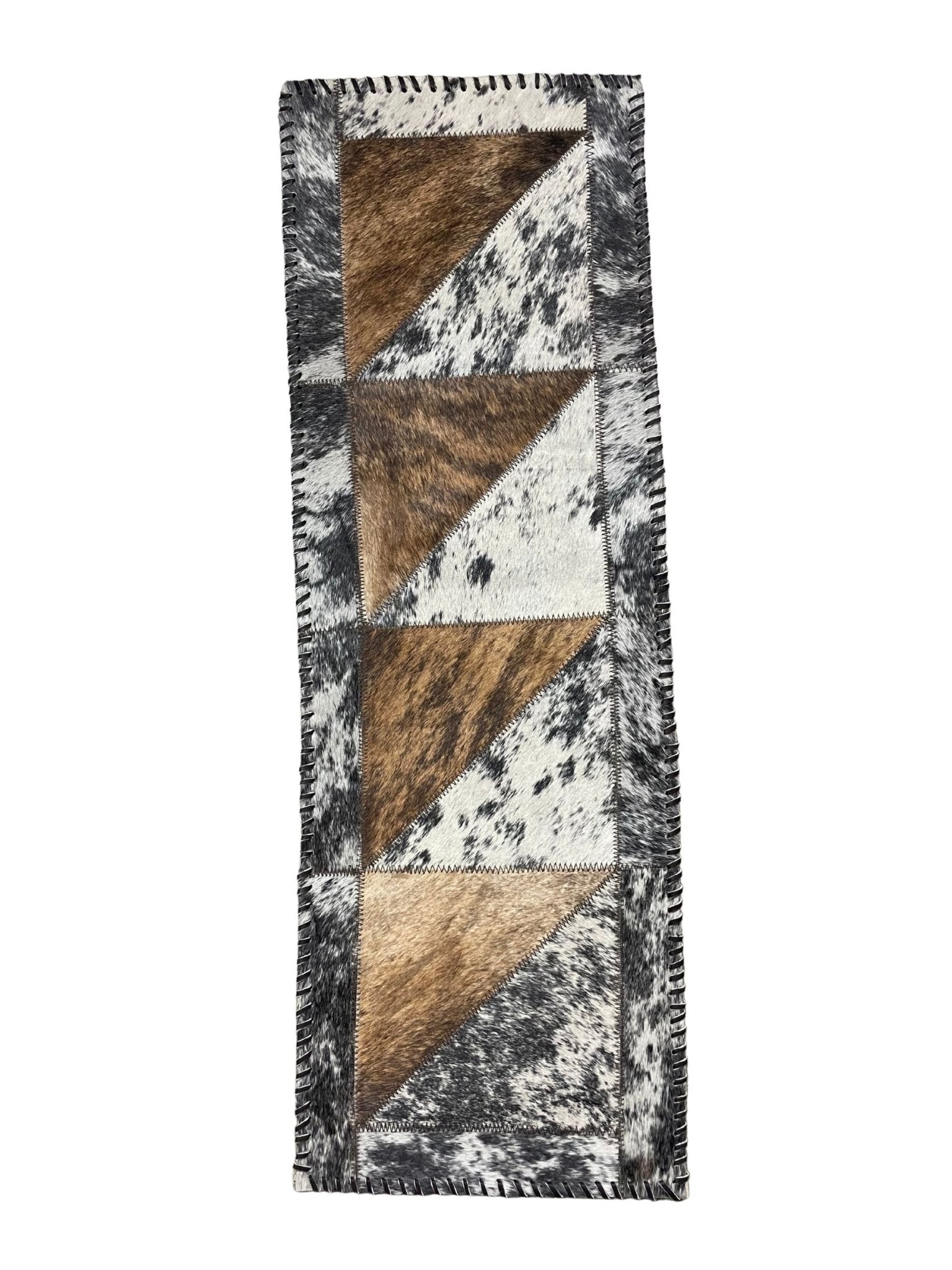 Cowhide Table Runners with Leather Lace - Tricolor - Hides & Leathers - Cowhide Rugs