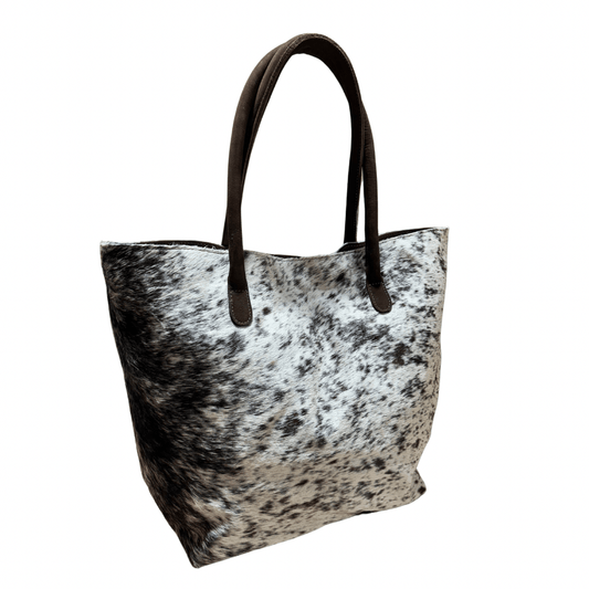 Cowhide Tote / Handbag - Salt & Pepper 1 piece - Hides & Leathers - Hair On Cow