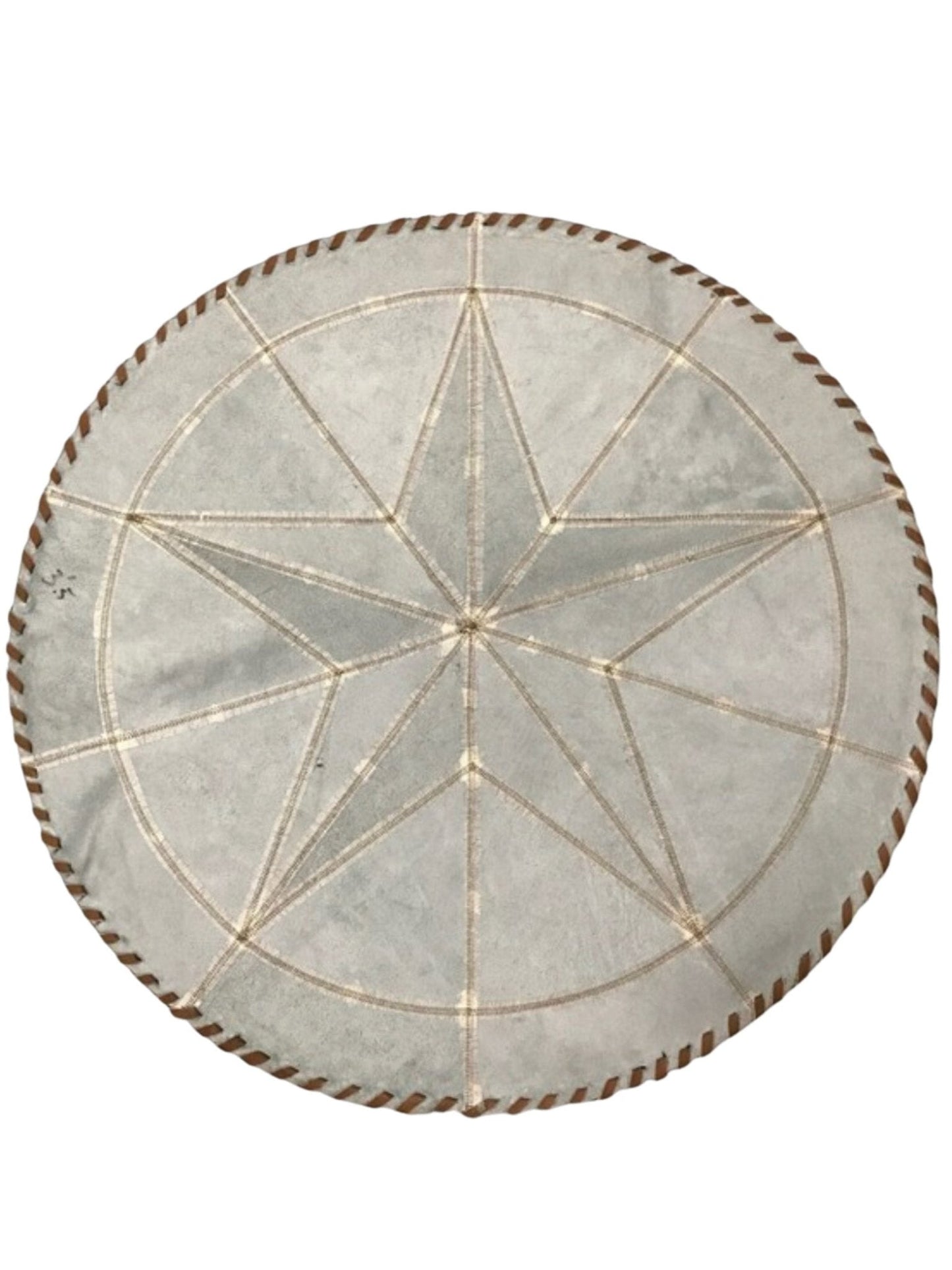 Cowhide Tricolor Round Area Rug - Star Patchwork Rug - Hides & Leathers - 