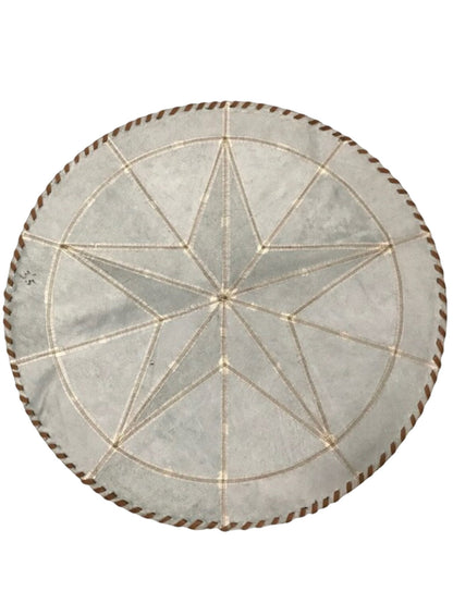 Cowhide Tricolor Round Area Rug - Star Patchwork Rug Brown Center & White - Hides & Leathers - 
