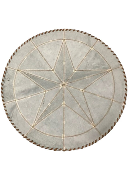 Cowhide Tricolor Round Area Rug - Star Patchwork Rug White & Black - Hides & Leathers - 