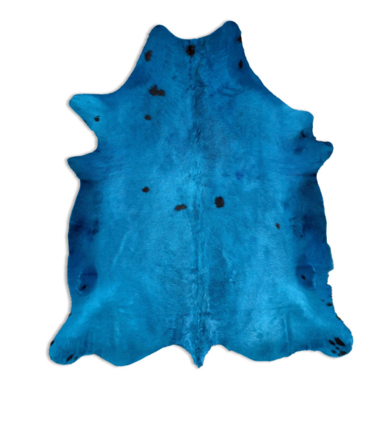 Dyed Blue Cowhide Rug 7x6 ft | Hair-On Natural Shape – Hides & Leathers