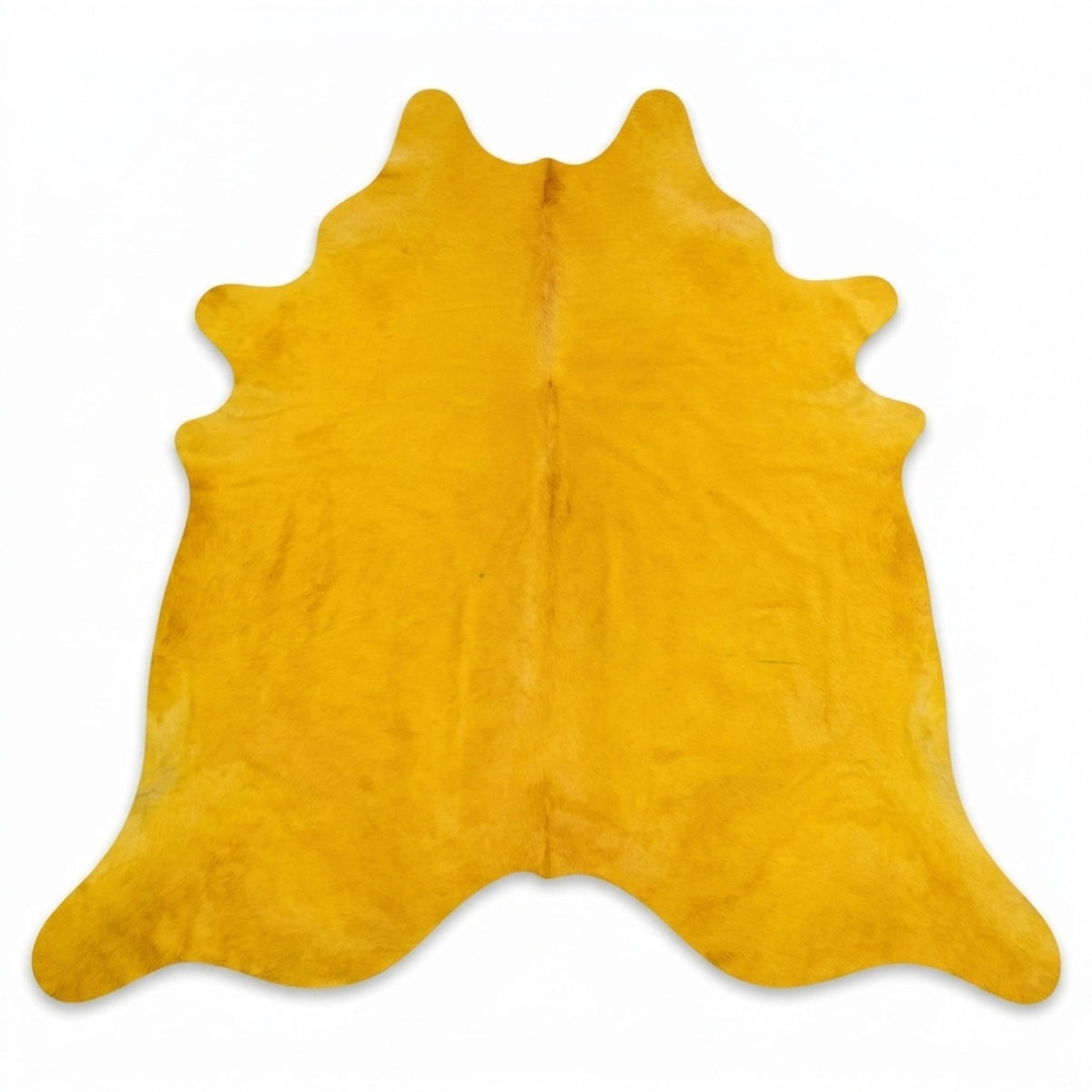Dyed Cowhide Rug | Solid Yellow Hair-On – Large 7 x 6 Ft Statement Hide - Hides & Leathers - Rug