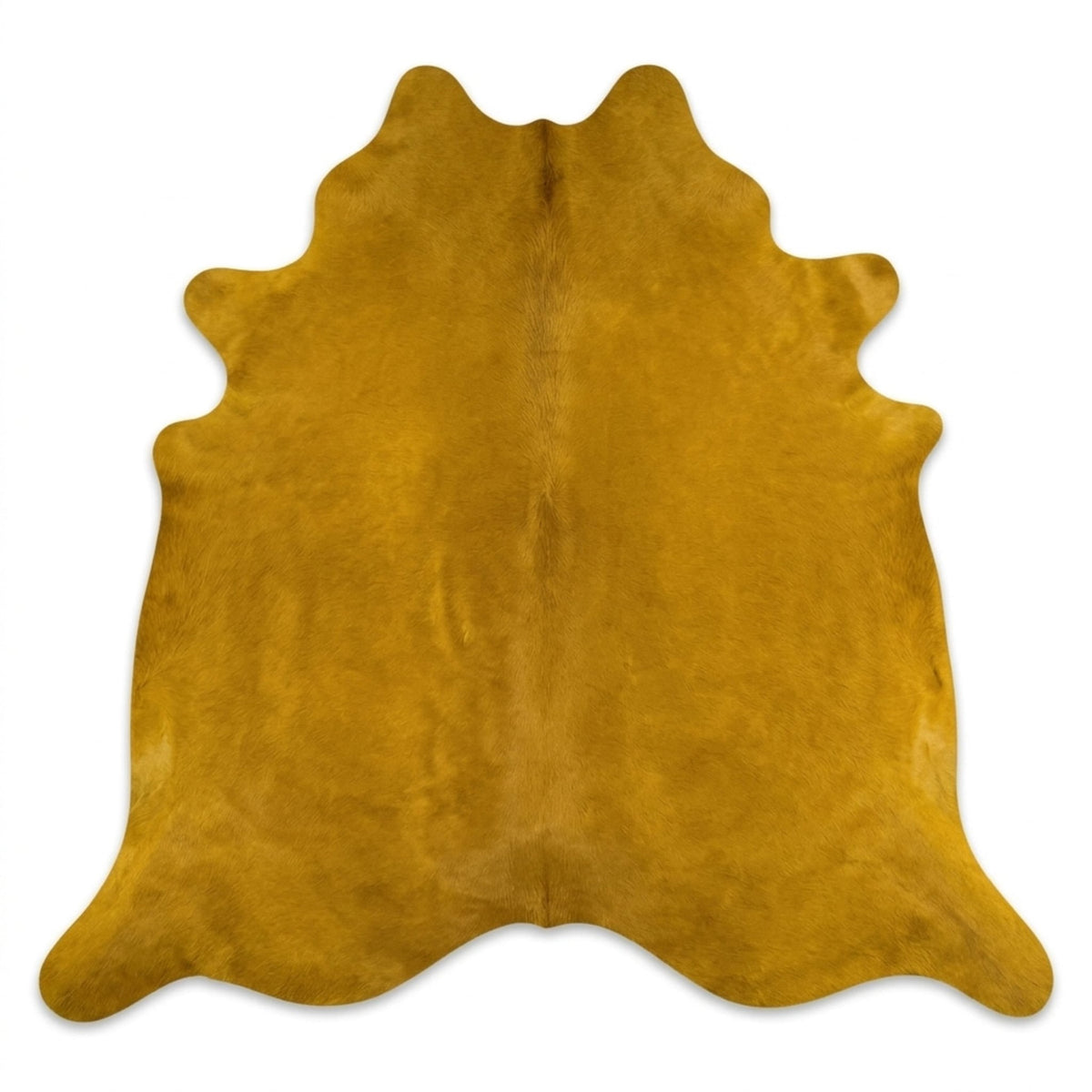 Dyed Cowhide Rug | Solid Yellow Hair-On – Large 7 x 6 Ft Statement Hide - Hides & Leathers - Rug