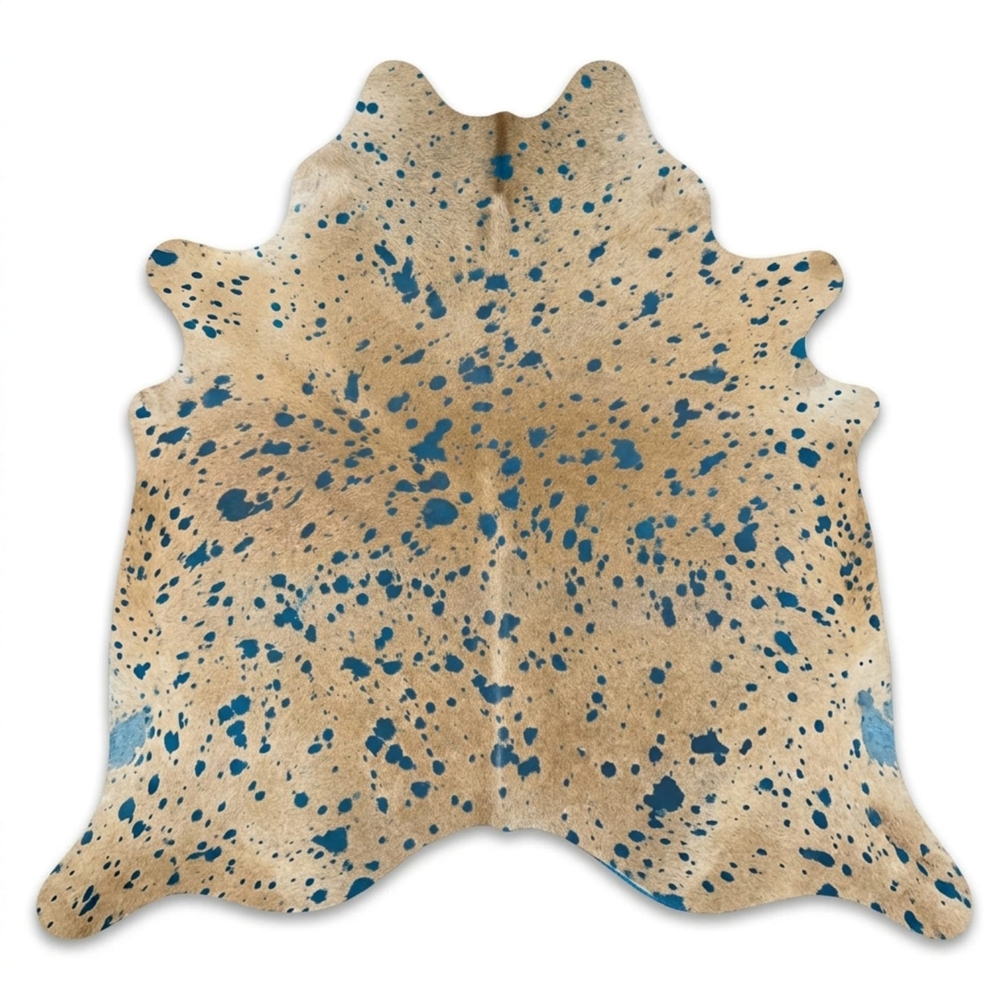 Brazilian Cowhide Rug | Turquoise Acid Wash Hair-On 8 x 7 Ft
