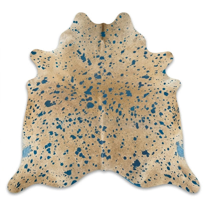 Brazilian Cowhide Rug | Turquoise Acid Wash Hair-On 8 x 7 Ft