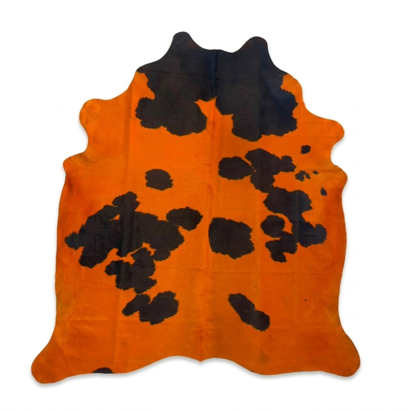 Brazilian Cowhide Rug | Orange & Black Dyed Hair-On 7.5 x 6.5 Ft