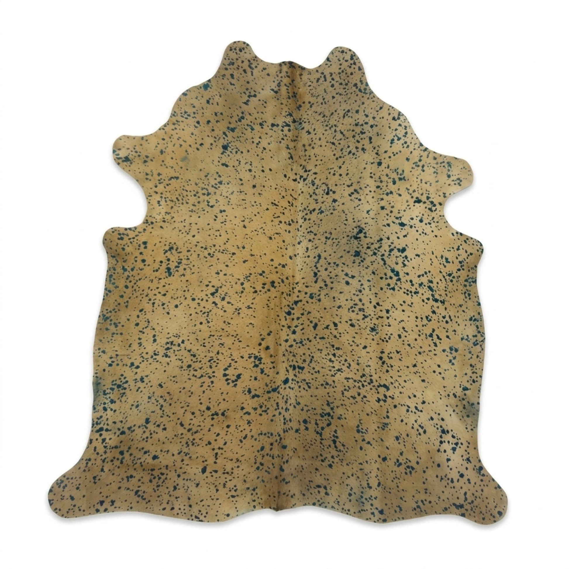 Brazilian Cowhide Rug | Turquoise Acid Wash Hair-On 8 x 7 Ft
