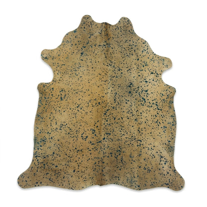 Brazilian Cowhide Rug | Turquoise Acid Wash Hair-On 8 x 7 Ft