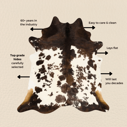 Genuine Cowhide Rugs - Brown and White - Hides & Leathers - Cowhide Rugs