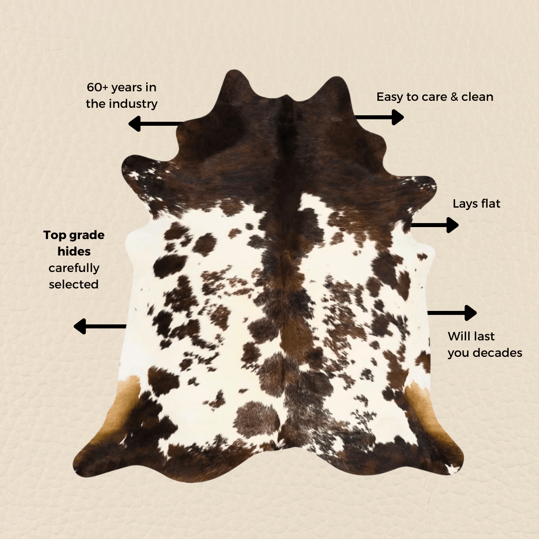 Genuine Cowhide Rugs - Tricolor - Hides & Leathers - Cowhide Rugs