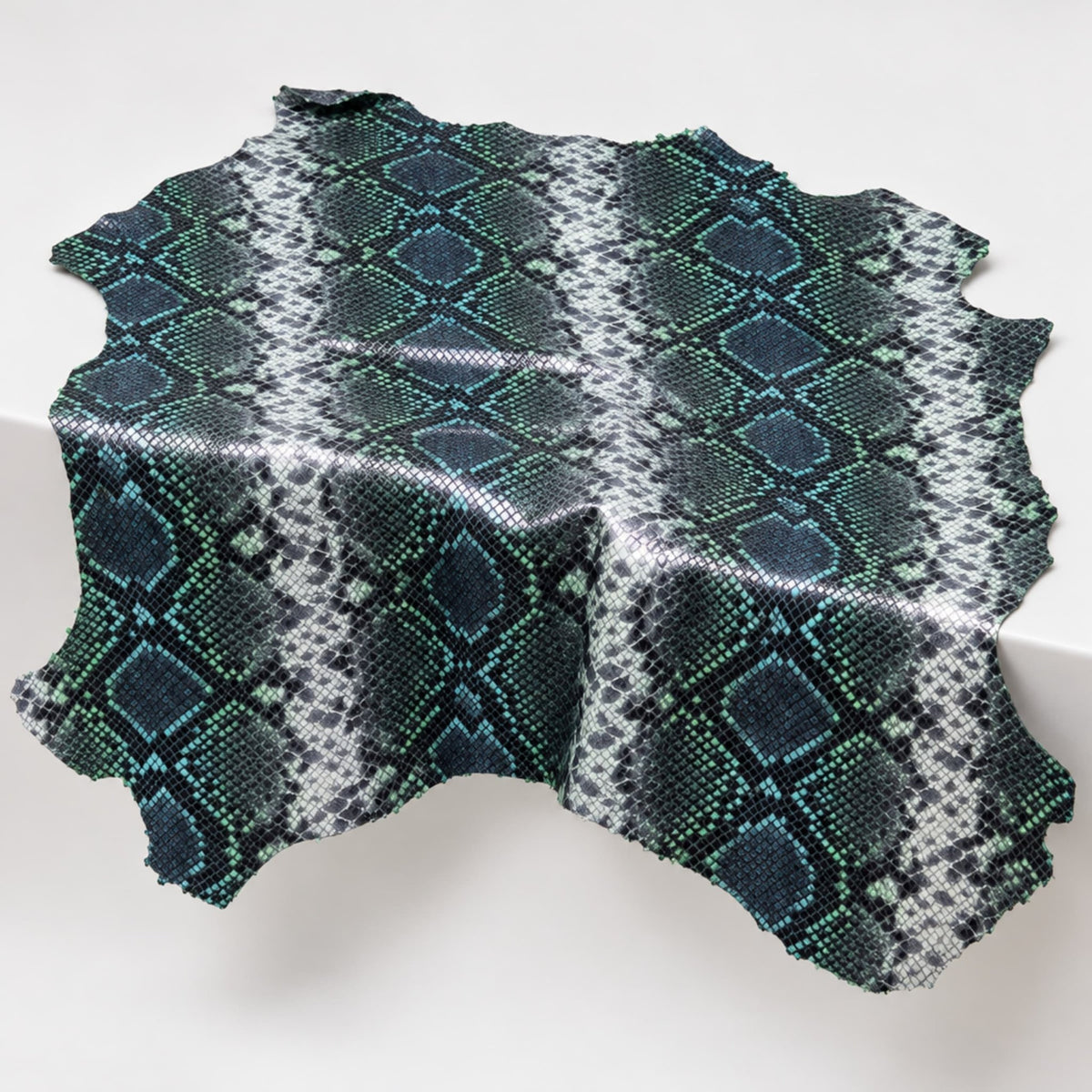 Goat Leather Piece | Snake Print Multicolor – Italian 18x18 In - Hides & Leathers - Leather Hide Piece