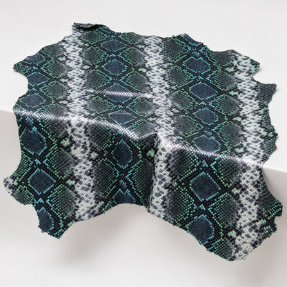 Goat Leather Piece | Snake Print Multicolor – Italian 18x18 In - Hides & Leathers - Leather Hide Piece