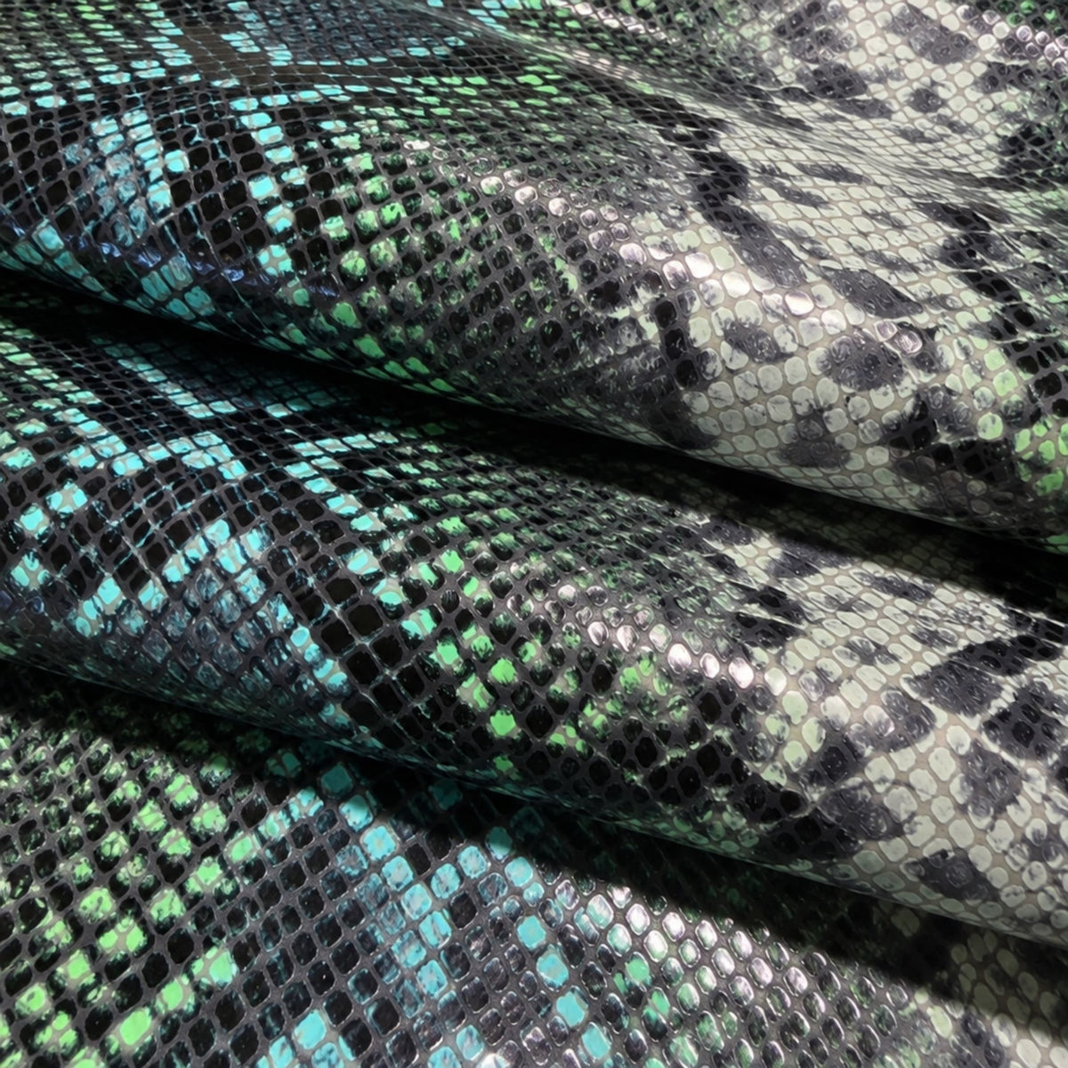 Goat Leather Piece | Snake Print Multicolor – Italian 18x18 In - Hides & Leathers - Leather Hide Piece