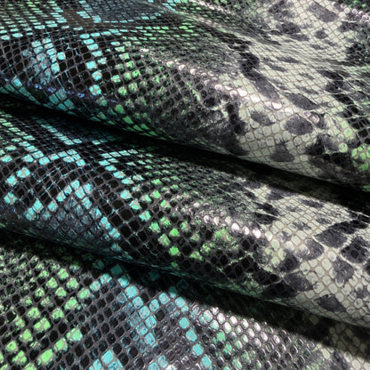 Goat Leather Piece | Snake Print Multicolor – Italian 18x18 In - Hides & Leathers - Leather Hide Piece
