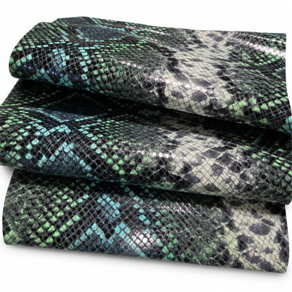 Goat Leather Piece | Snake Print Multicolor – Italian 18x18 In - Hides & Leathers - Leather Hide Piece