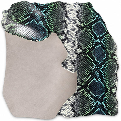 Goat Leather Piece | Snake Print Multicolor – Italian 18x18 In - Hides & Leathers - Leather Hide Piece