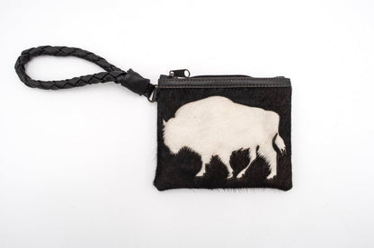 Handcrafted Cowhide Mini Wrist Purse - Buffalo Design - Hides & Leathers - 