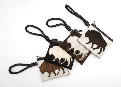 Handcrafted Cowhide Mini Wrist Purse - Buffalo Design - Hides & Leathers - 