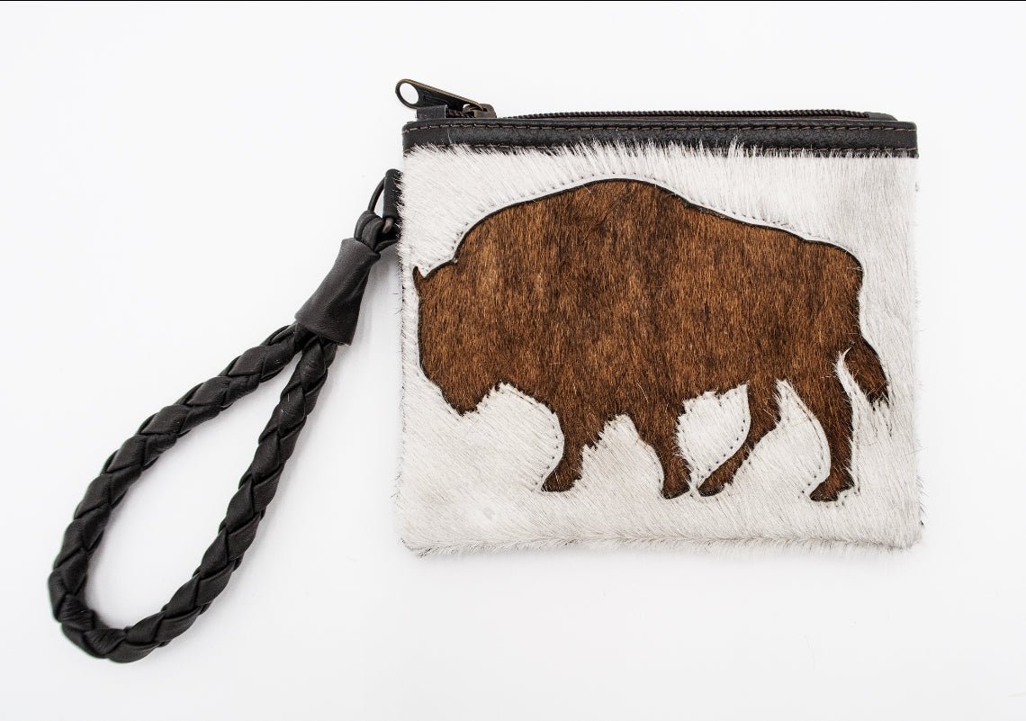 Handcrafted Cowhide Mini Wrist Purse - Buffalo Design - Hides & Leathers - 