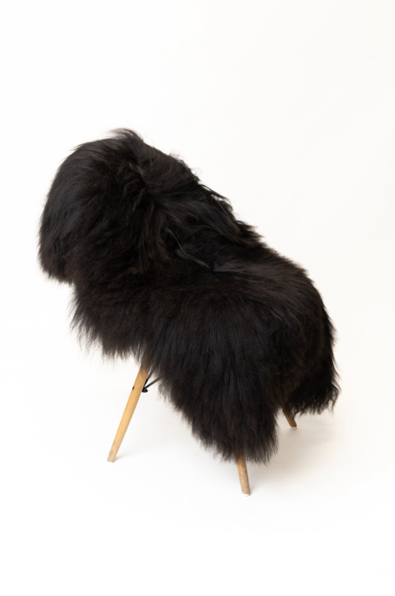 Luxury Norwegian Viking Heritage Sheepskin - Deep Black Long - Hair - Hides & Leathers - Sheep / Lamb