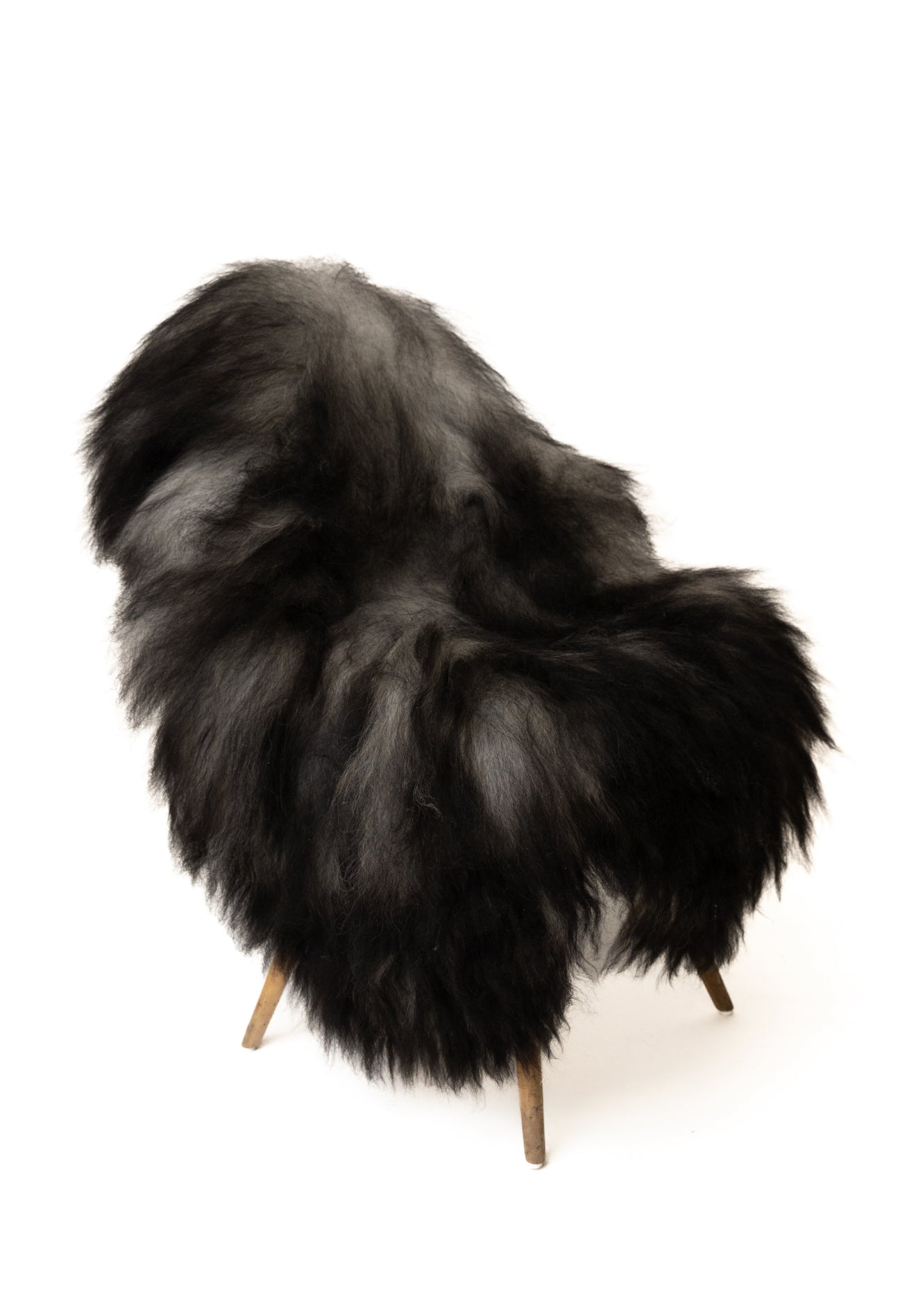 Luxury Norwegian Viking Heritage Sheepskin - Deep Black Long - Hair - Hides & Leathers - Sheep / Lamb
