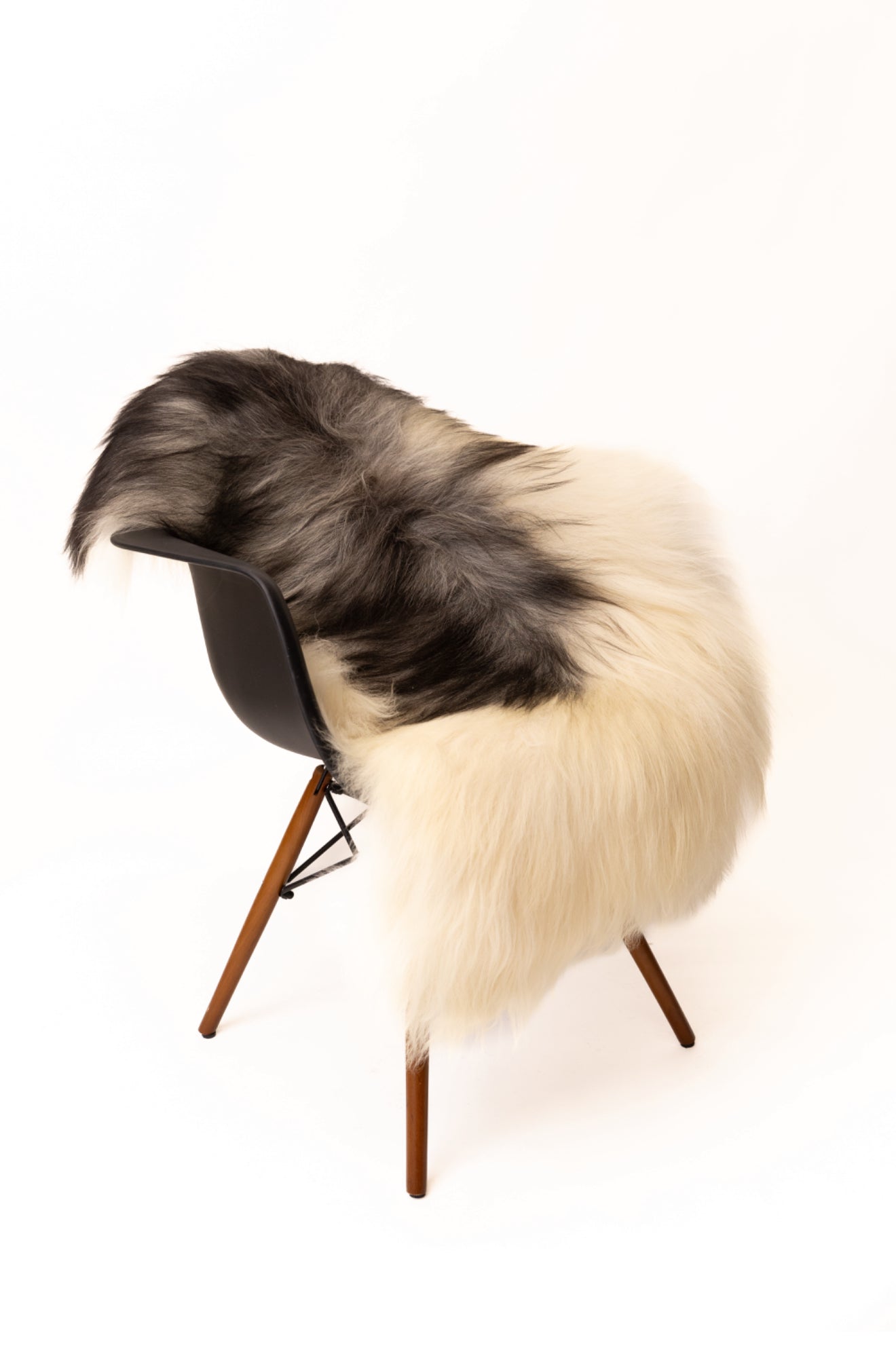 Luxury Norwegian Viking Heritage Sheepskin - Spotted Black & White Long - Hair - Hides & Leathers - Sheep / Lamb