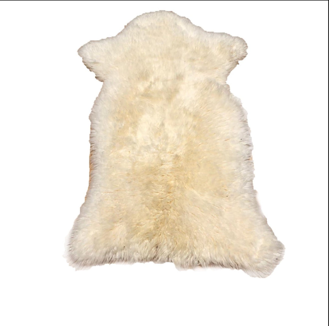Natural White Plush Sheepskin Rug or Throw small - Hides & Leathers - 