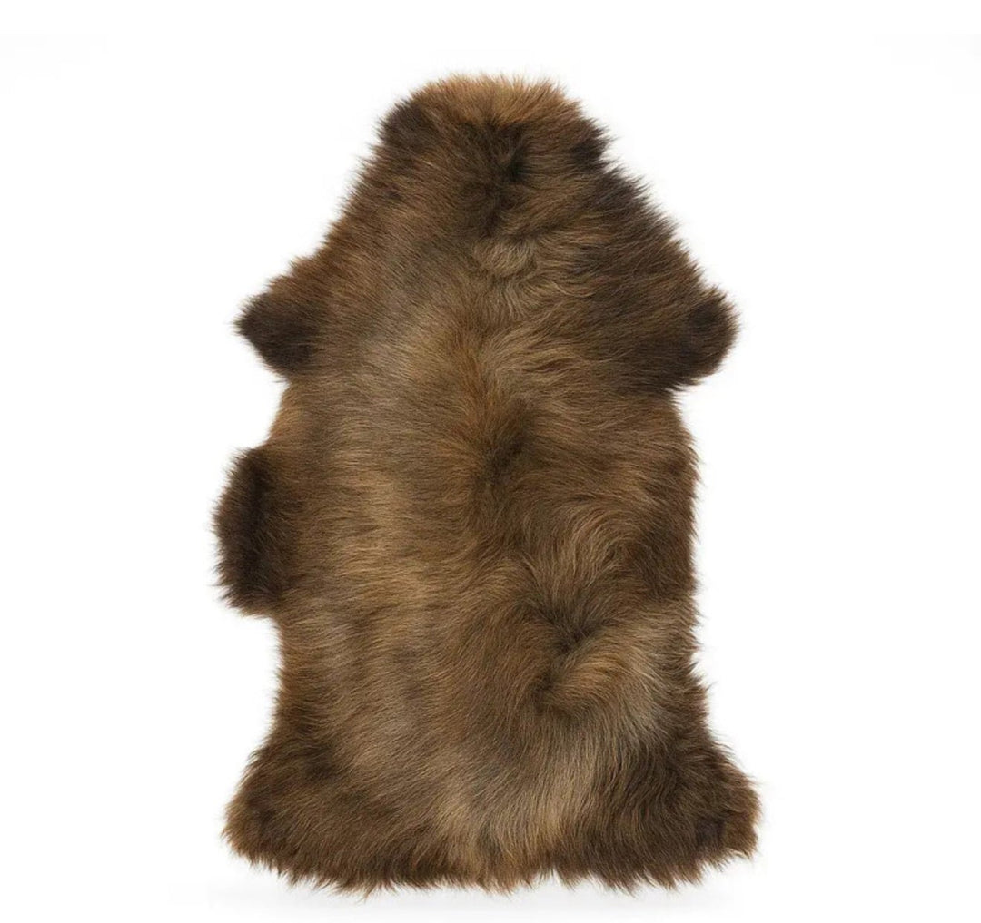 Norwegian Viking Heritage Sheepskin Throw | Solid Brown Long Wool – 4' X 2.5' Feet - Hides & Leathers - Sheep / Lamb