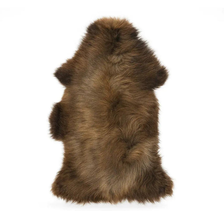 Norwegian Viking Heritage Sheepskin Throw | Solid Brown Long Wool – 4' X 2.5' Feet - Hides & Leathers - Sheep / Lamb