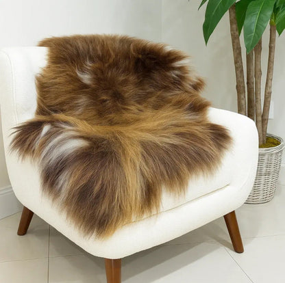 Norwegian Viking Heritage Sheepskin Throw | Solid Brown Long Wool – 4' X 2.5' Feet - Hides & Leathers - Sheep / Lamb