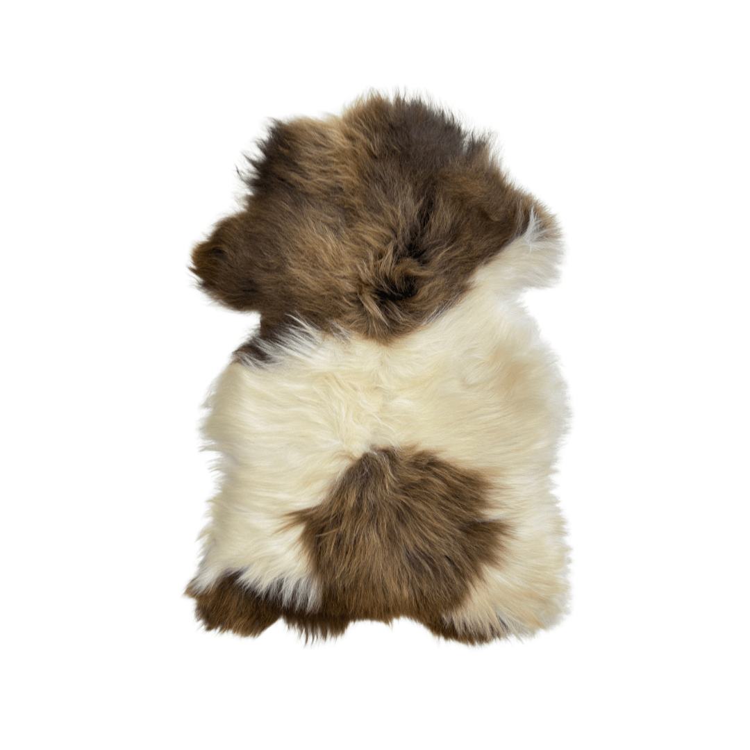 Norwegian Viking Heritage Sheepskin Throw | Spotted Dark Brown & White Long Wool – 4' X 2.5' Feet - Hides & Leathers - Sheep / Lamb