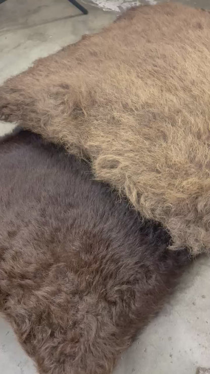 Bison Hair-On Pillow 20 in x 20 in | Single-Sided Natural Brown