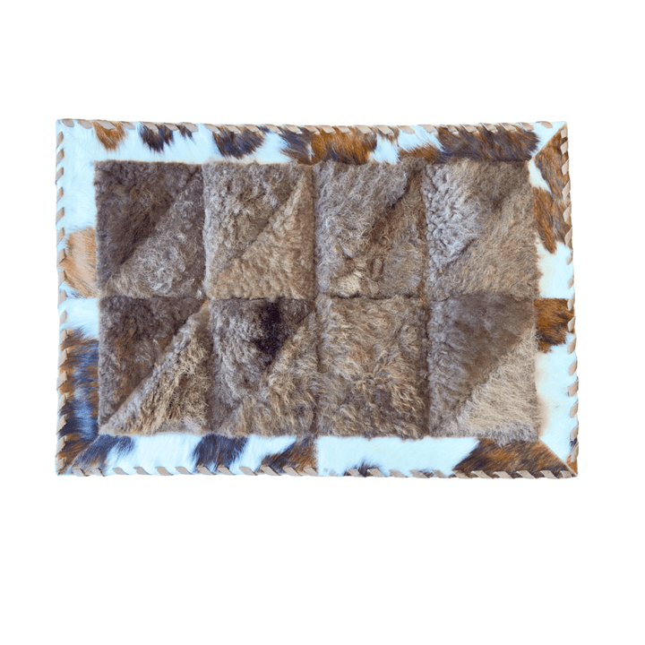 Rectangle Patchwork Area Rug - Bison Center 2x3’ - Hides & Leathers - Cowhide Rugs