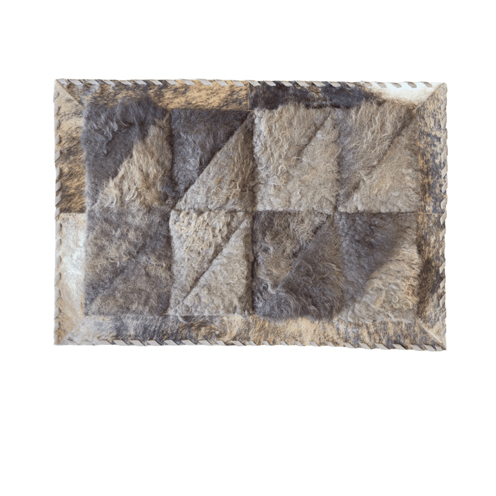 Rectangle Patchwork Area Rug - Bison Center 2x3’ - Hides & Leathers - Cowhide Rugs