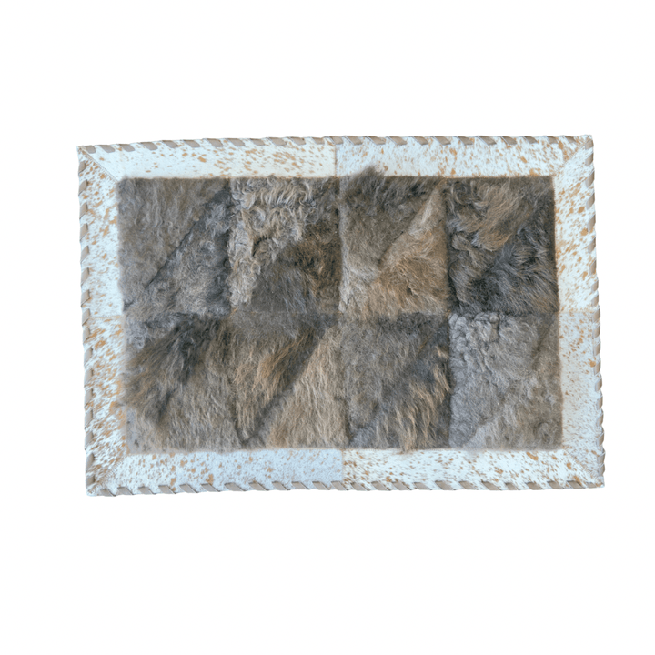 Rectangle Patchwork Area Rug - Bison Center 2x3’ - Hides & Leathers - Cowhide Rugs