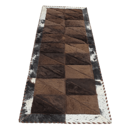 Rectangle Patchwork Area Rug - Bison Center 2'x6' - Hides & Leathers - Bison Rugs