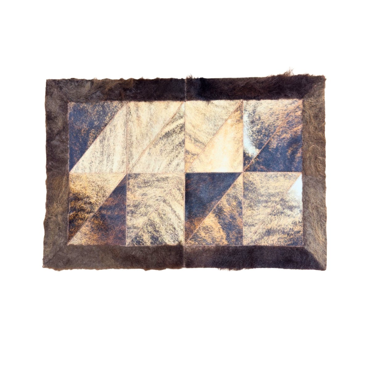 Rectangle Patchwork Area Rug - Bison Edge 2x3’ - Hides & Leathers - Cowhide Rugs