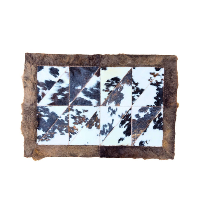 Rectangle Patchwork Area Rug - Bison Edge 2x3’ - Hides & Leathers - Cowhide Rugs