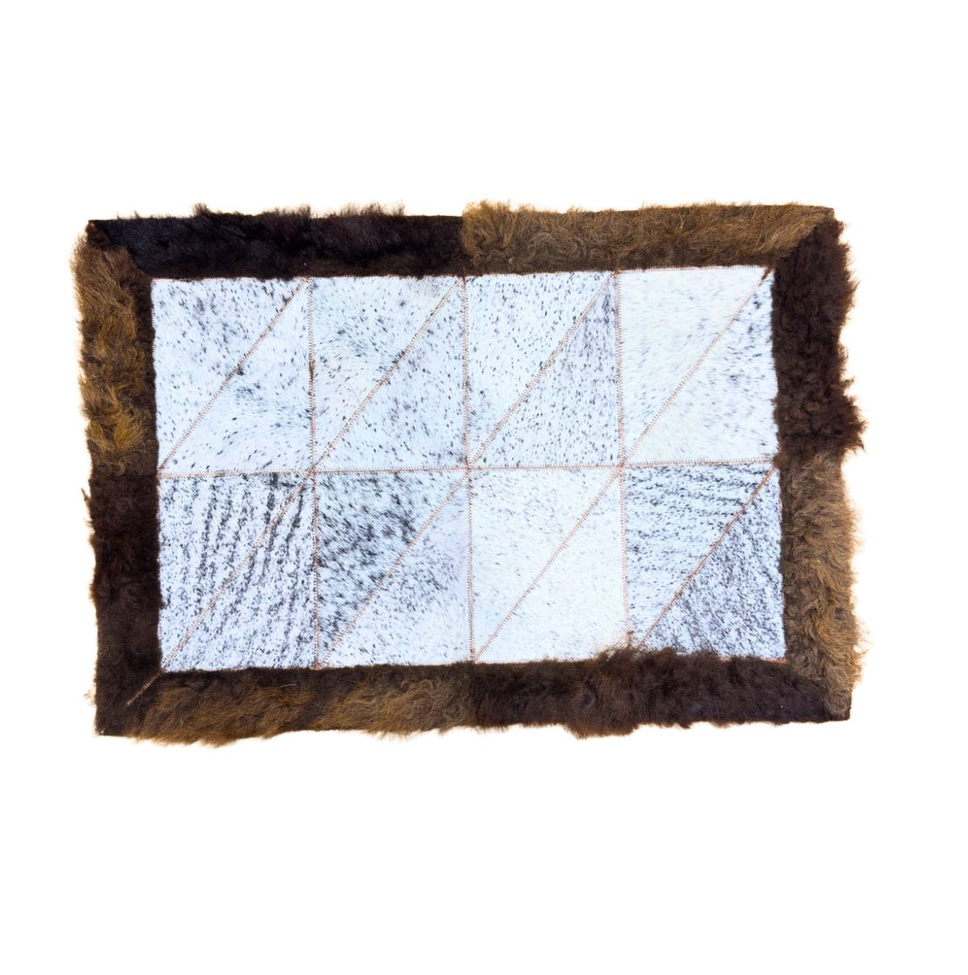 Rectangle Patchwork Area Rug - Bison Edge 2x3’ - Hides & Leathers - Cowhide Rugs