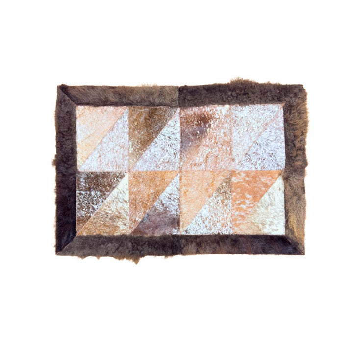 Rectangle Patchwork Area Rug - Bison Edge 2x3’ - Hides & Leathers - Cowhide Rugs