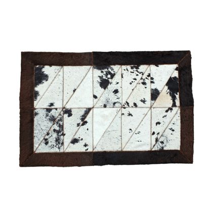 Rectangle Patchwork Area Rug - Bison Edge 2'x6' - Light Cowhide Center - Hides & Leathers - Bison Rugs