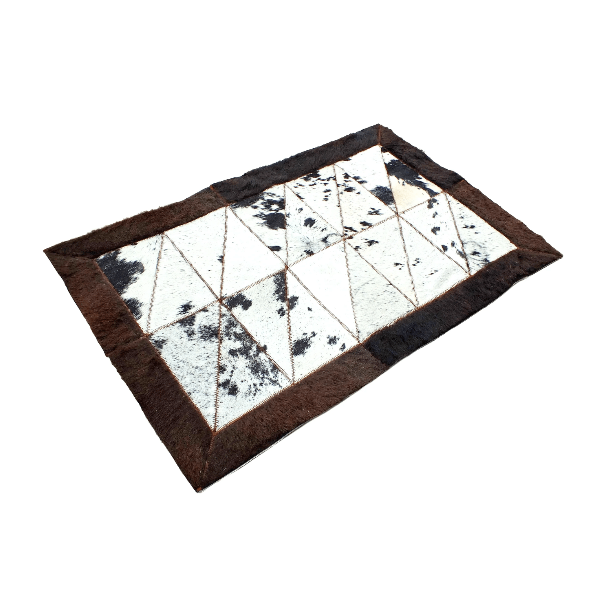 Rectangle Patchwork Area Rug - Bison Edge 2'x6' - Light Cowhide Center ...